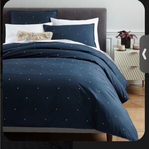 Organic Washed Cotton Duvet Cover & 2 Shams Shadow blue full/queen